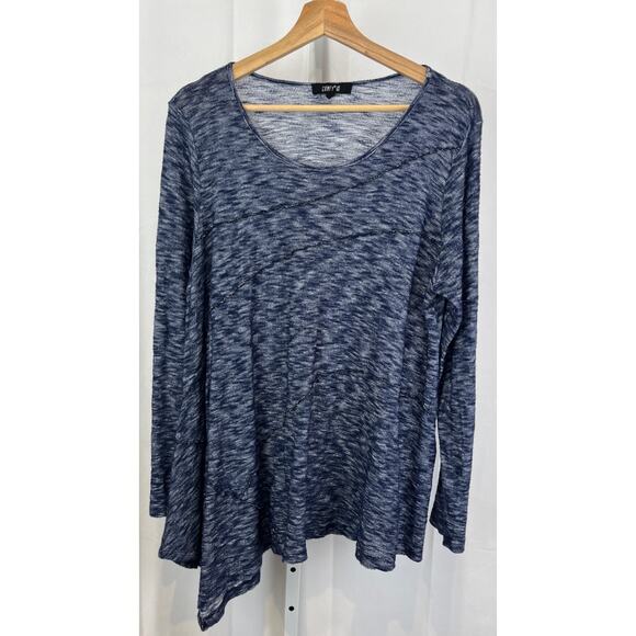 COMFY USA Spacedye Tunic Top Scoop Neck Long Sleeve Pullover Asymmetric Blue L - Picture 7 of 7